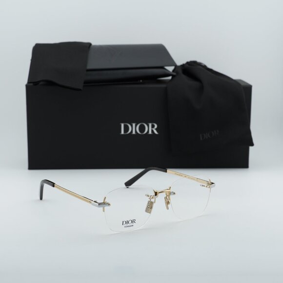 Dior CD DIAMONDO S5U B300 Rimless Rectangle Eyeglasses 52mm - Gold - Picture 7 of 11